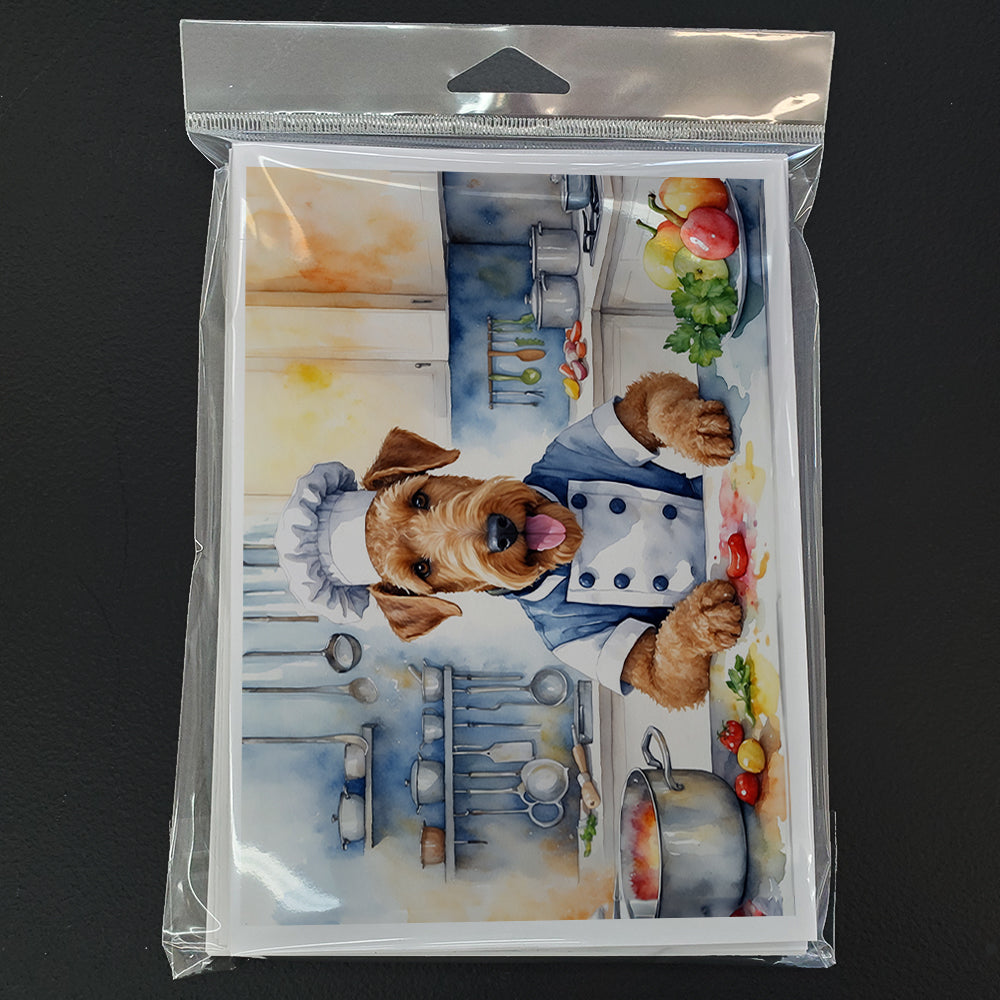 Airedale Terrier The Chef Greeting Cards Pack of 8 Blank Cards with Envelopes Whimsical A7 Size 5x7