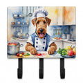 Airedale Terrier The Chef Leash or Key Holder Wall Hooks, Coat Rack Wall Mount, for Hanging Keys, Towels, Aprons, Leashes