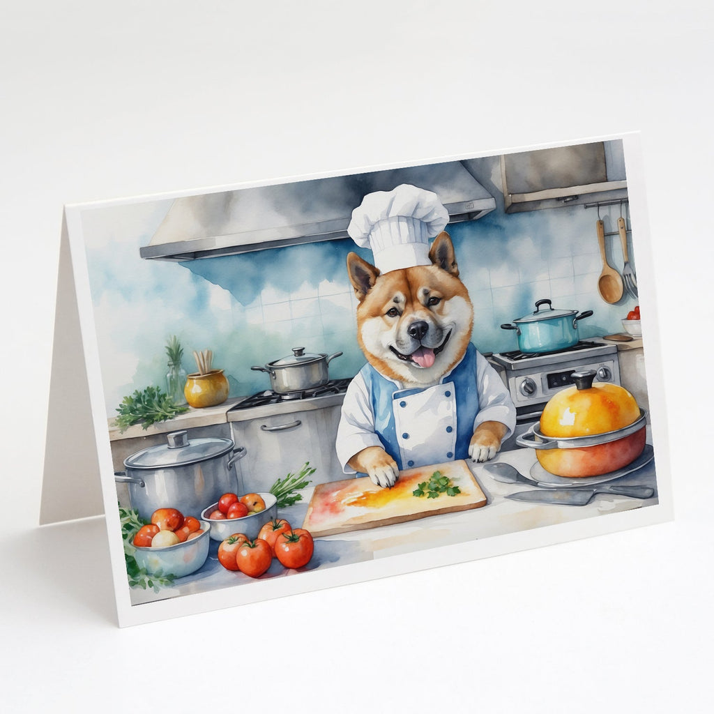 Akita The Chef Greeting Cards Pack of 8 Blank Cards with Envelopes Whimsical A7 Size 5x7