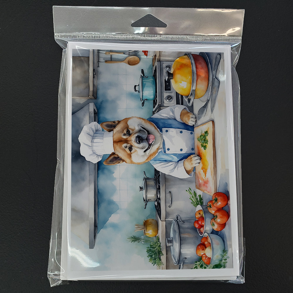 Akita The Chef Greeting Cards Pack of 8 Blank Cards with Envelopes Whimsical A7 Size 5x7