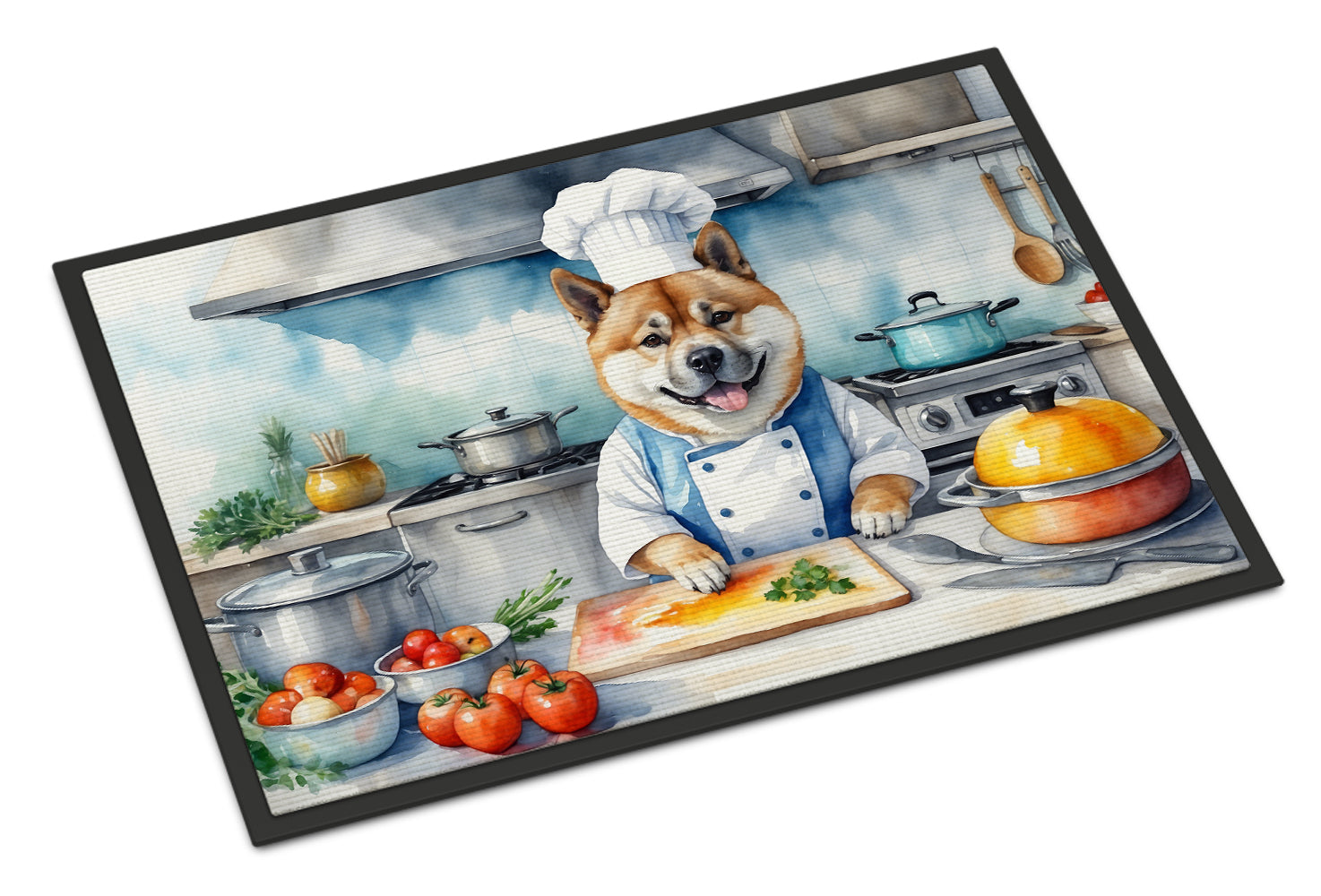 Akita The Chef Doormat Indoor Outdoor 24H X 36W Front Door Mat Rugs for Entryway, Non Slip Washable Low Pile,