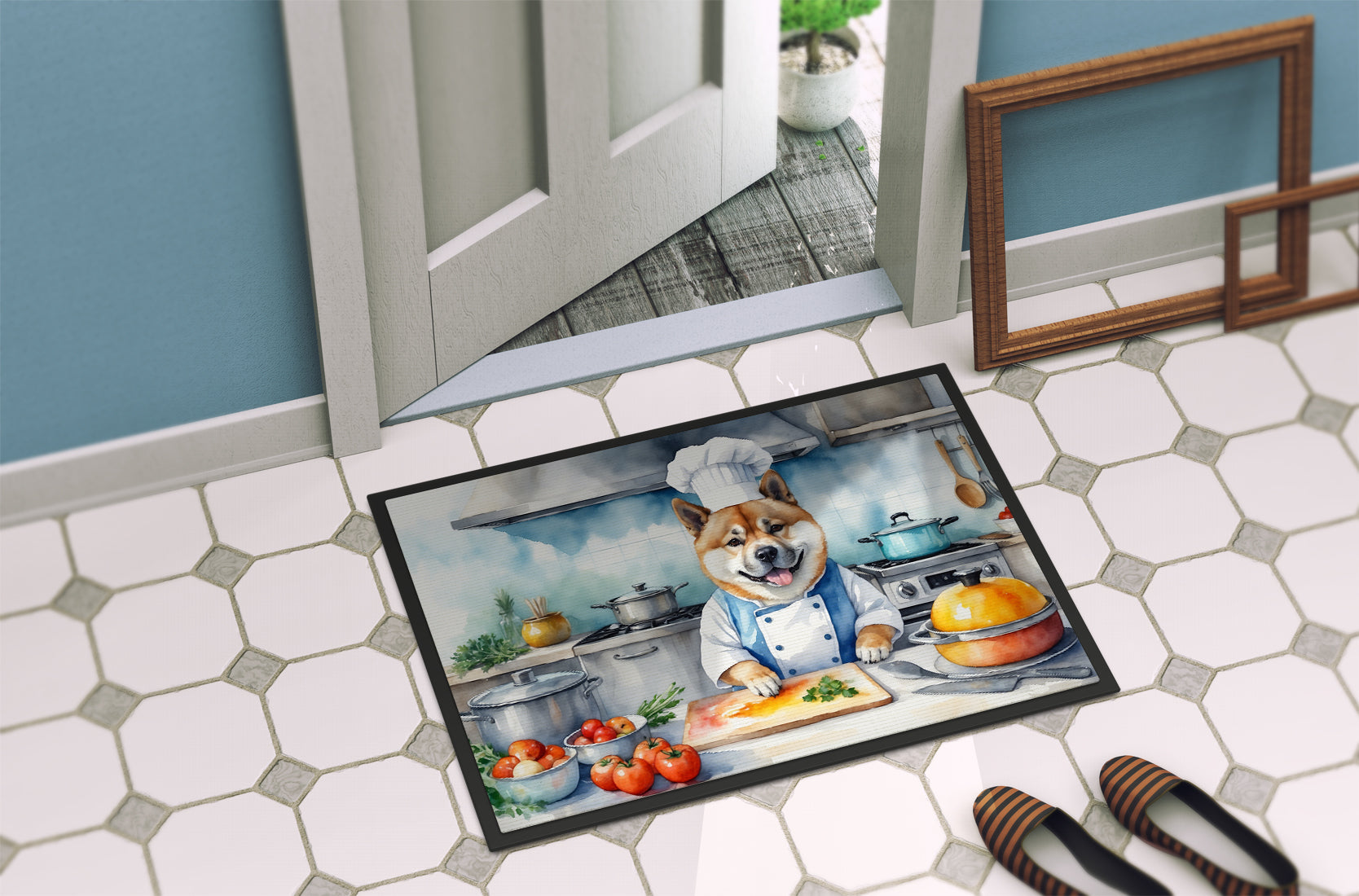 Akita The Chef Doormat Indoor Outdoor 18H X 27W Front Door Mat Rugs for Entryway, Non Slip Washable