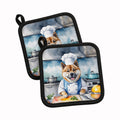 Akita The Chef Pot Holder Set of 2 Heat Resistant Quilted Hot Pads 7.5 x 7.5 Inch, Insulated Kitchen Trivets for Cooking & Baking