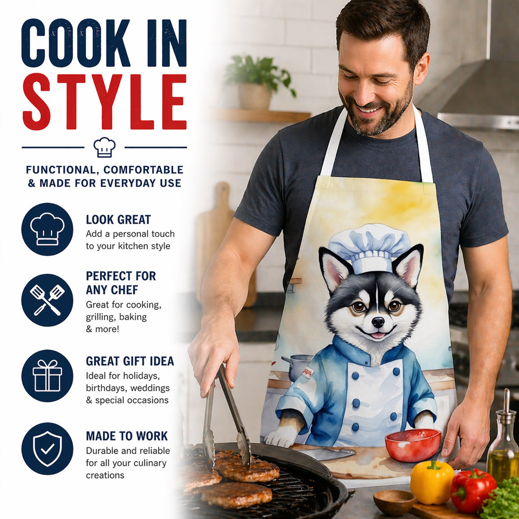Alaskan Klee Kai The Chef Apron Cooking Kitchen Server Baking Crafts Gardening for Adult Women Men, Unisex, Large, Multicolor