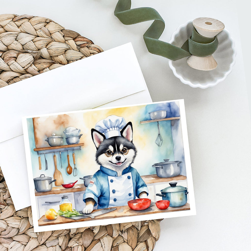 Alaskan Klee Kai The Chef Greeting Cards Pack of 8 Blank Cards with Envelopes Whimsical A7 Size 5x7