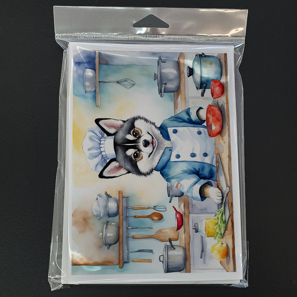 Alaskan Klee Kai The Chef Greeting Cards Pack of 8 Blank Cards with Envelopes Whimsical A7 Size 5x7