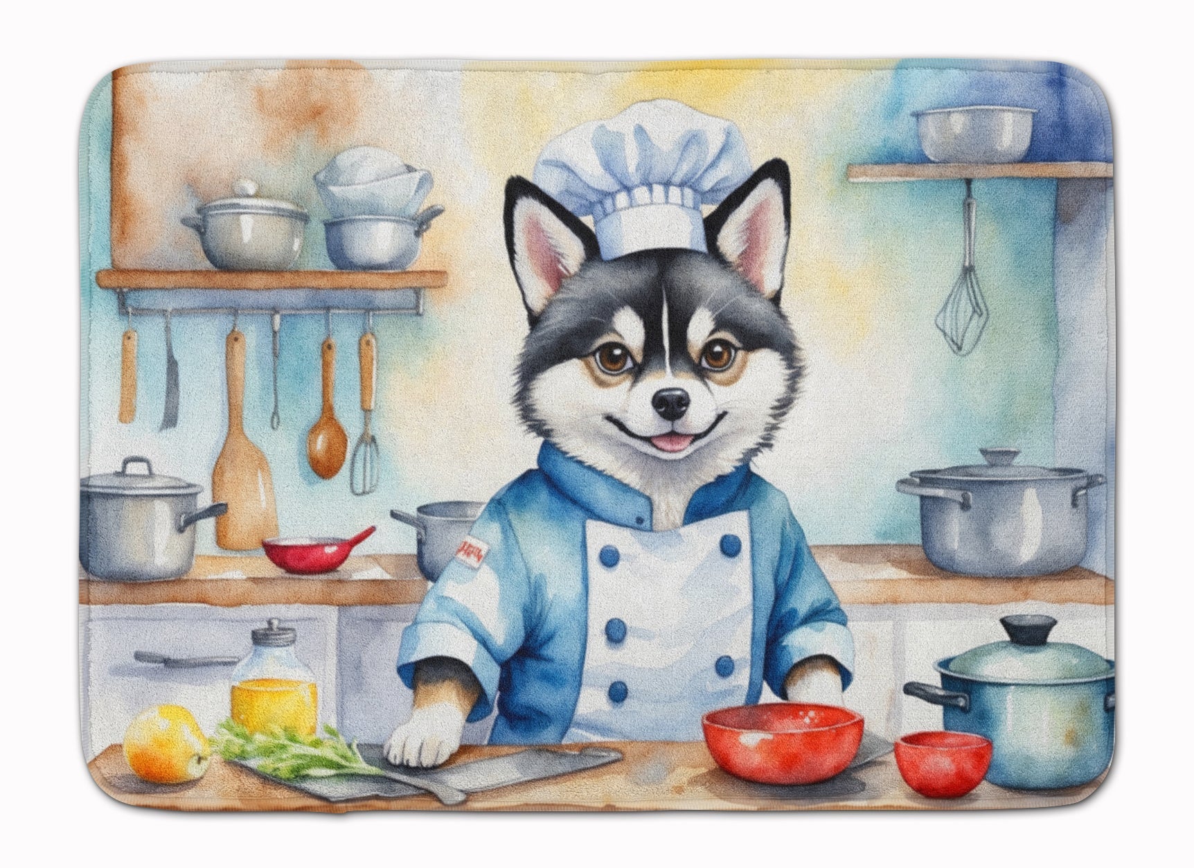 Alaskan Klee Kai The Chef Memory Foam Kitchen Mat Machine Washable Anti-Fatigue Cushion Comfort Bath or Kitchen Rug
