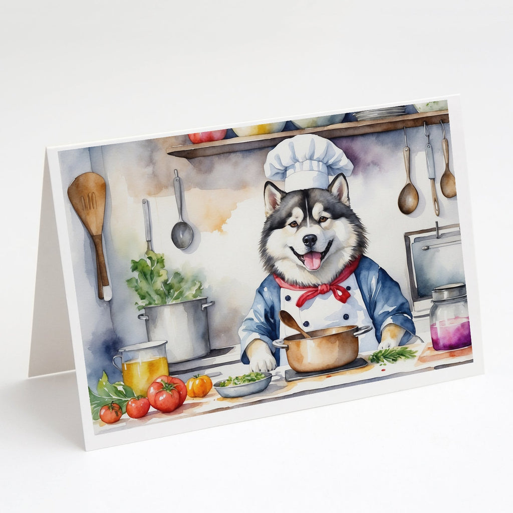 Alaskan Malamute The Chef Greeting Cards Pack of 8 Blank Cards with Envelopes Whimsical A7 Size 5x7