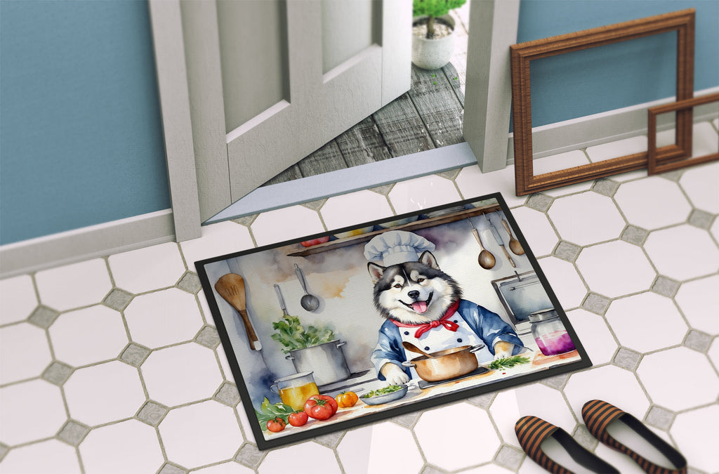 Alaskan Malamute The Chef Doormat Indoor Outdoor 18H X 27W Front Door Mat Rugs for Entryway, Non Slip Washable