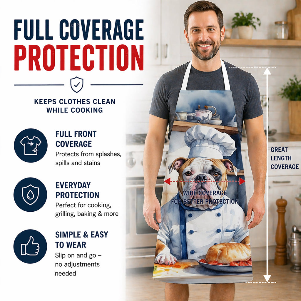 American Bulldog The Chef Apron Cooking Kitchen Server Baking Crafts Gardening for Adult Women Men, Unisex, Large, Multicolor