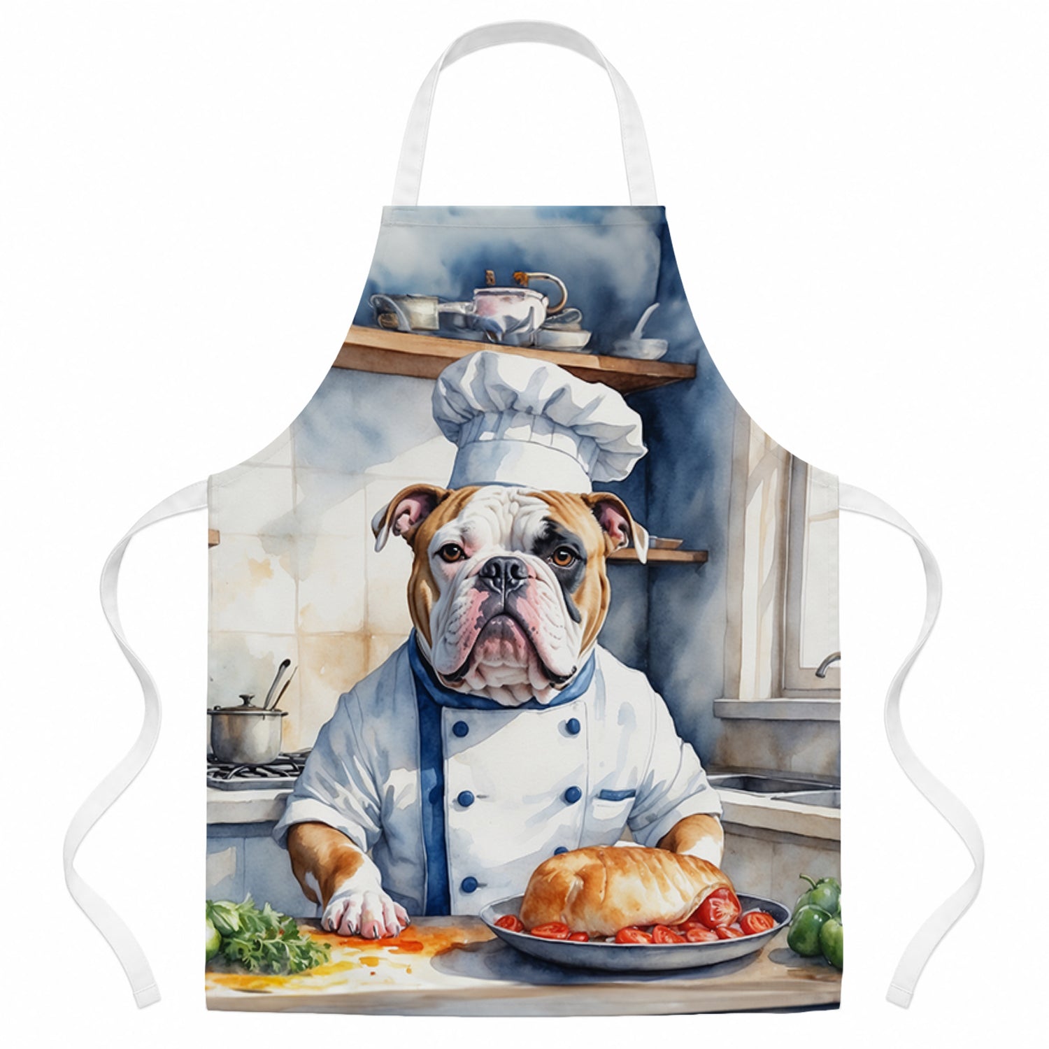 American Bulldog The Chef Apron Cooking Kitchen Server Baking Crafts Gardening for Adult Women Men, Unisex, Large, Multicolor