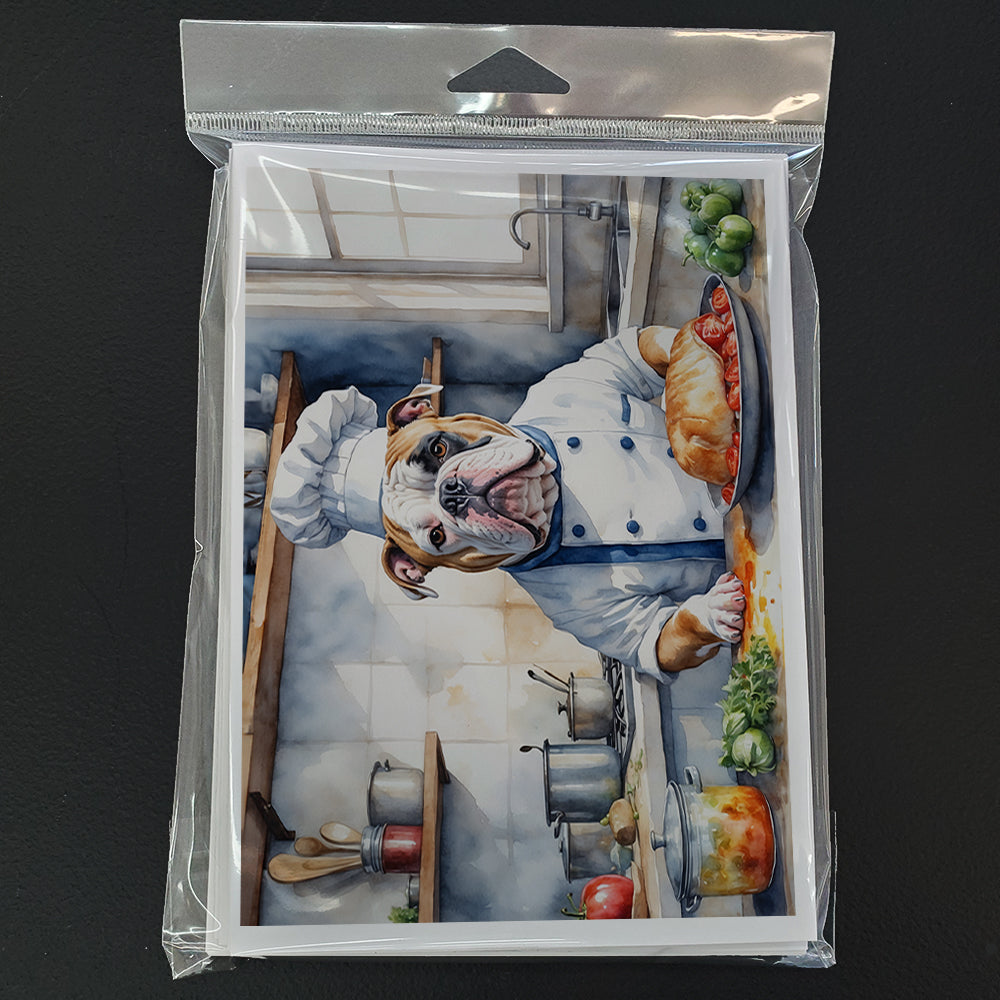 American Bulldog The Chef Greeting Cards Pack of 8 Blank Cards with Envelopes Whimsical A7 Size 5x7