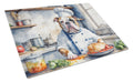 American Bulldog The Chef Cutting Board Tempered Glass Kitchen Cutting Surface, Heat Resistant Chopping, Non-Slip Feet, Food Prep & Serving