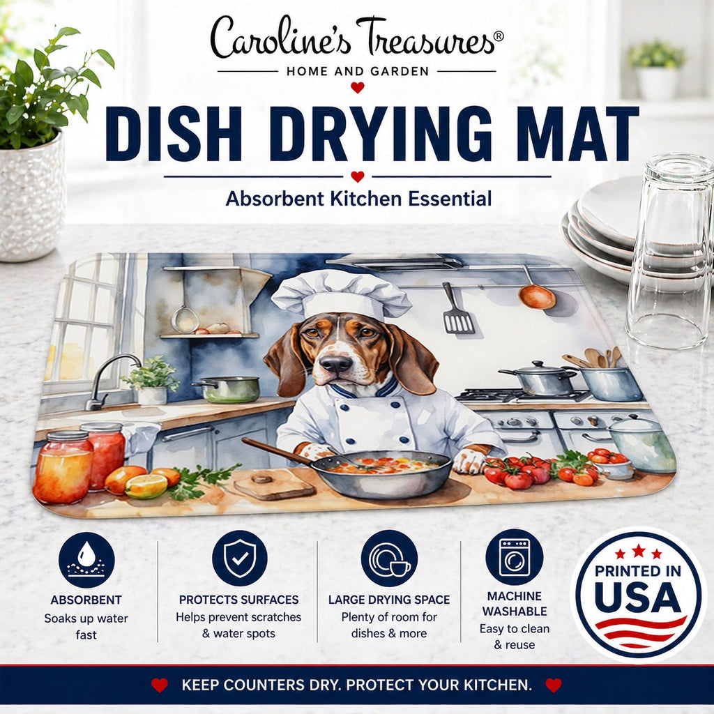 American English Coonhound The Chef Dish Drying Mat Absorbent Dish Drying Mat Pad for Kitchen Counter Dish Drainer Mat for Countertop, 14 x 21", Multicolor