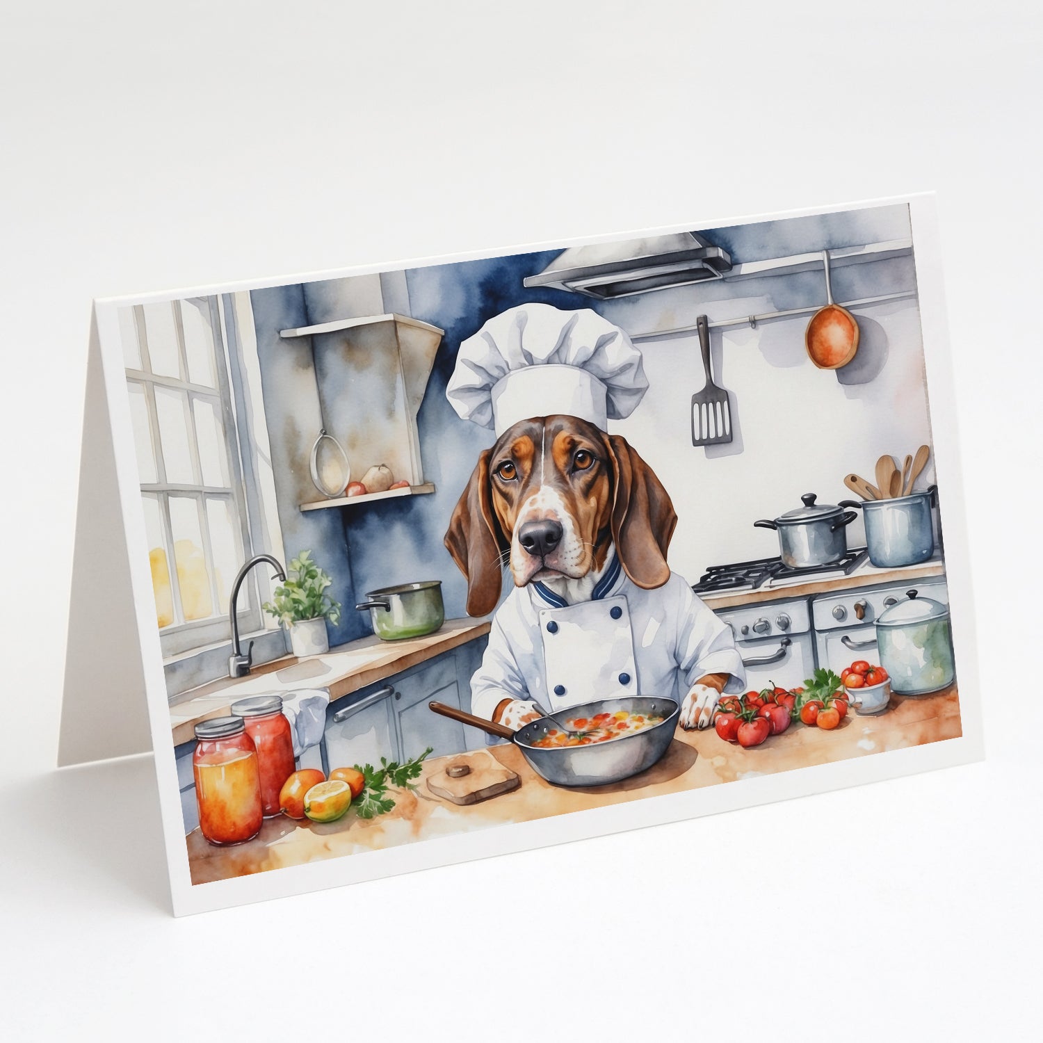 American English Coonhound The Chef Greeting Cards Pack of 8 Blank Cards with Envelopes Whimsical A7 Size 5x7
