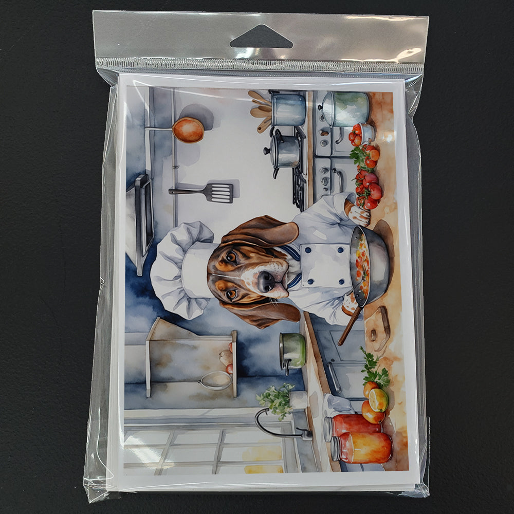American English Coonhound The Chef Greeting Cards Pack of 8 Blank Cards with Envelopes Whimsical A7 Size 5x7