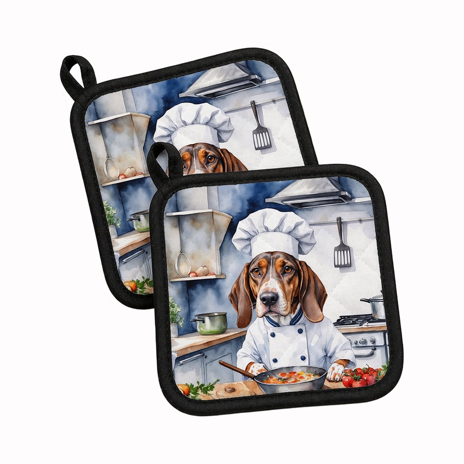 American English Coonhound The Chef Pot Holder Set of 2 Heat Resistant Quilted Hot Pads 7.5 x 7.5 Inch, Insulated Kitchen Trivets for Cooking & Baking