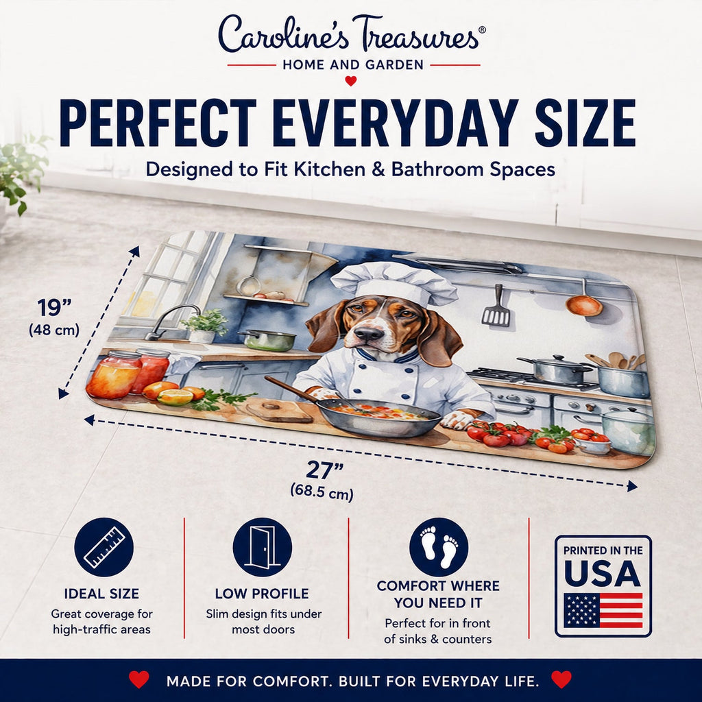 American English Coonhound The Chef Memory Foam Kitchen Mat Machine Washable Anti-Fatigue Cushion Comfort Bath or Kitchen Rug