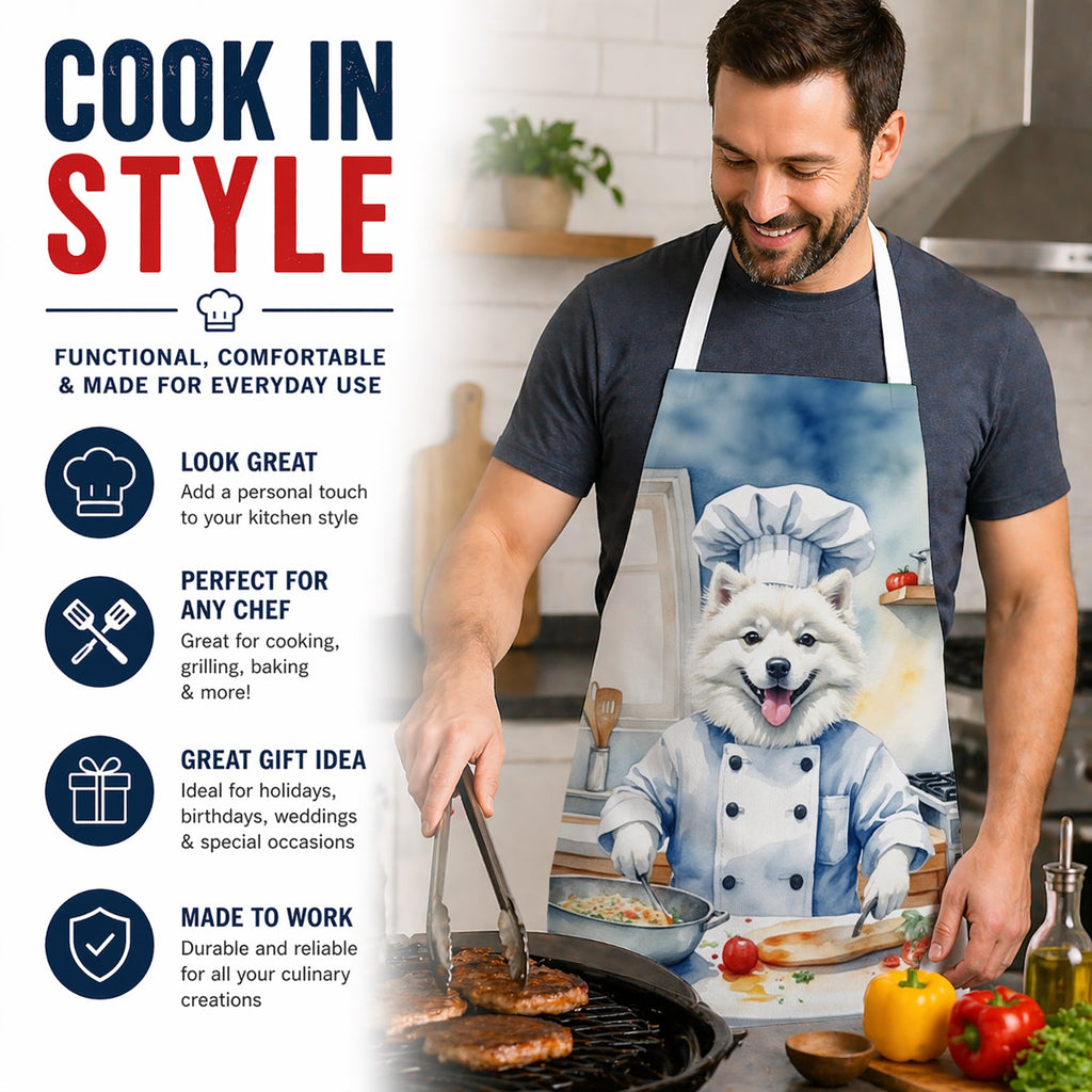 American Eskimo The Chef Apron Cooking Kitchen Server Baking Crafts Gardening for Adult Women Men, Unisex, Large, Multicolor