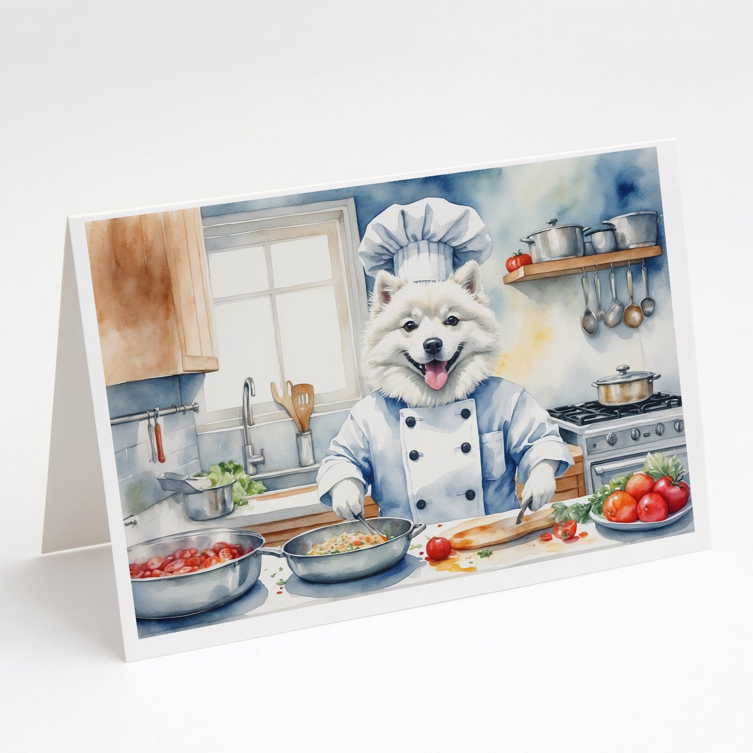 American Eskimo The Chef Greeting Cards Pack of 8 Blank Cards with Envelopes Whimsical A7 Size 5x7