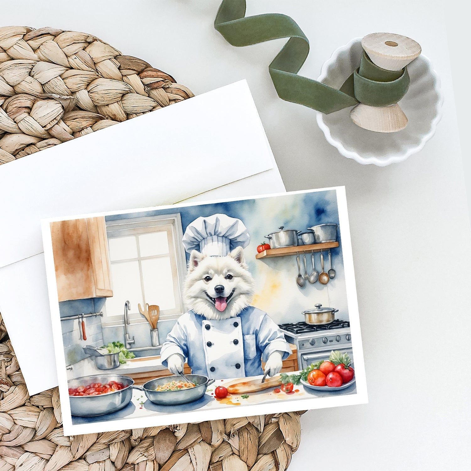 American Eskimo The Chef Greeting Cards Pack of 8 Blank Cards with Envelopes Whimsical A7 Size 5x7