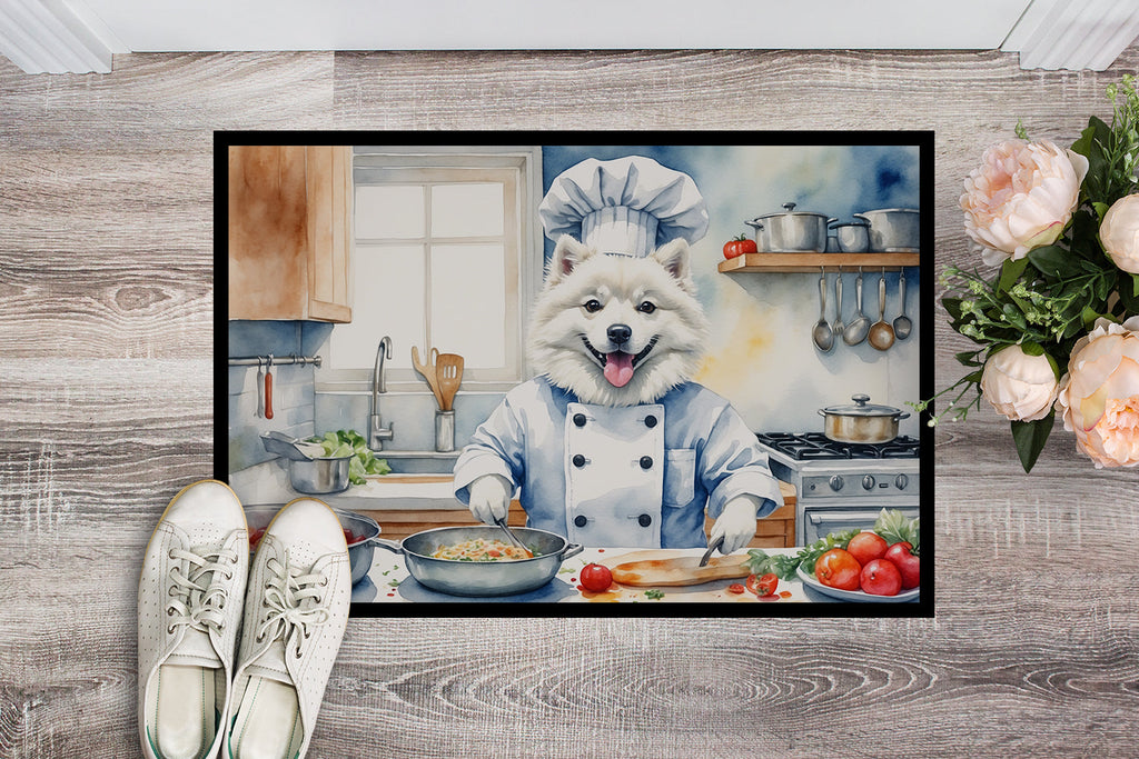 American Eskimo The Chef Doormat Indoor Outdoor 24H X 36W Front Door Mat Rugs for Entryway, Non Slip Washable Low Pile,