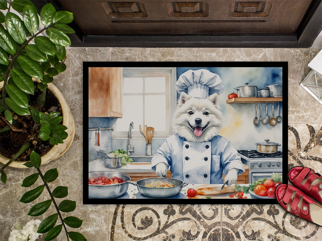 American Eskimo The Chef Doormat Indoor Outdoor 18H X 27W Front Door Mat Rugs for Entryway, Non Slip Washable