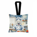 American Eskimo The Chef Hanging Square Fabric Ornament 3.5 × 3.5 Decorative Door-Knob & Tree Hanger, Soft Fabric