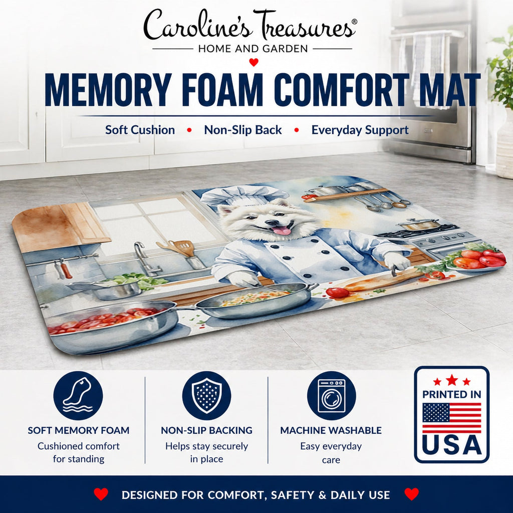 American Eskimo The Chef Memory Foam Kitchen Mat Machine Washable Anti-Fatigue Cushion Comfort Bath or Kitchen Rug