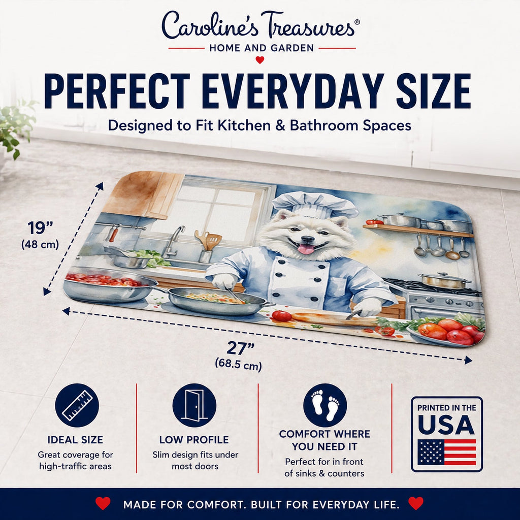 American Eskimo The Chef Memory Foam Kitchen Mat Machine Washable Anti-Fatigue Cushion Comfort Bath or Kitchen Rug