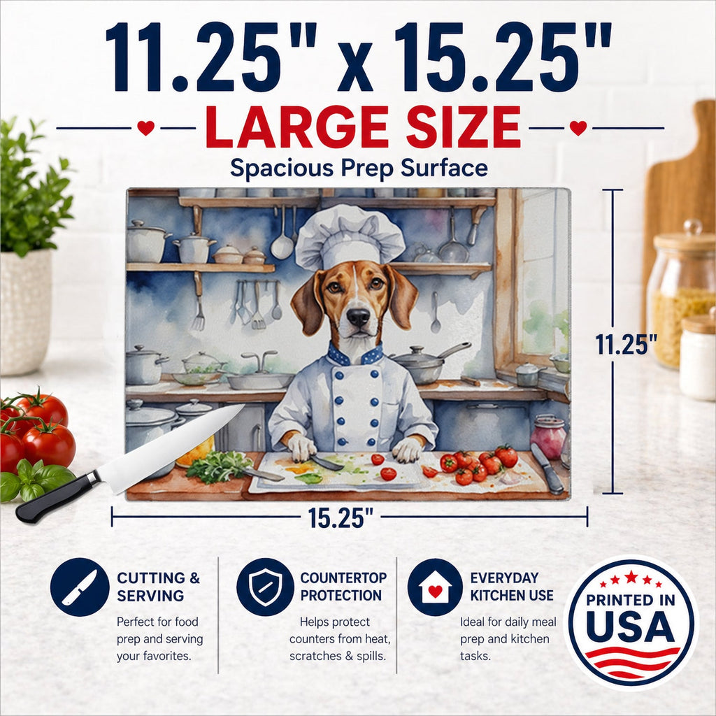 American Foxhound The Chef Cutting Board Tempered Glass Kitchen Cutting Surface, Heat Resistant Chopping, Non-Slip Feet, Food Prep & Serving