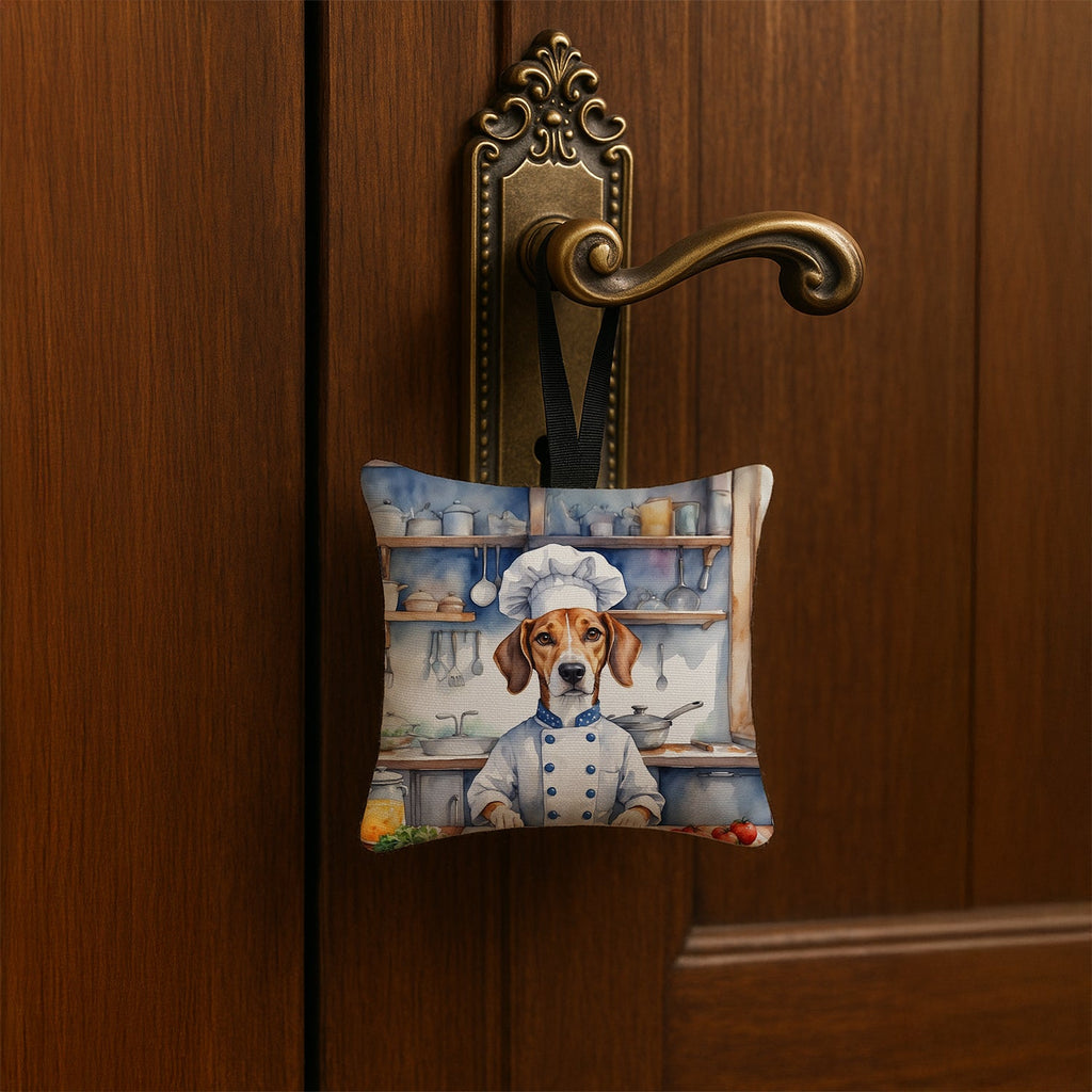 American Foxhound The Chef Hanging Square Fabric Ornament 3.5 × 3.5 Decorative Door-Knob & Tree Hanger, Soft Fabric