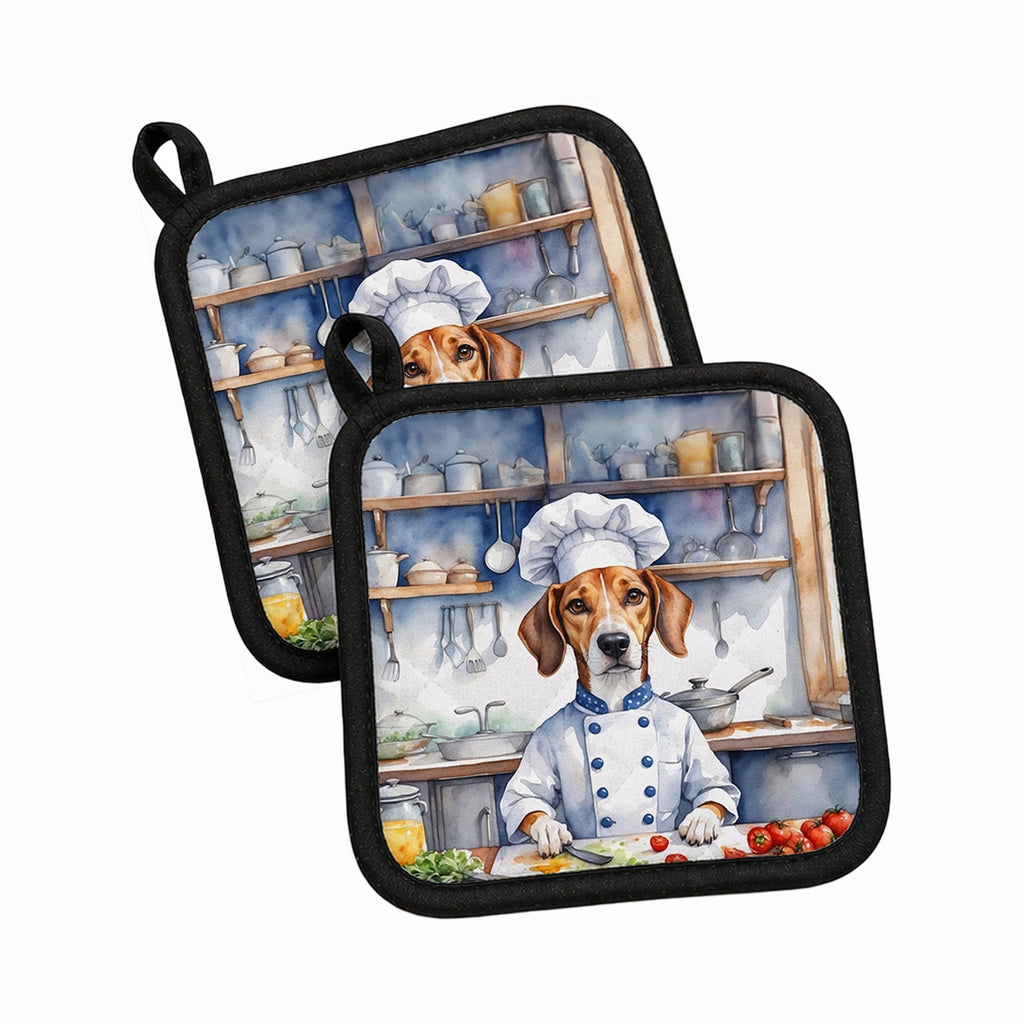 American Foxhound The Chef Pot Holder Set of 2 Heat Resistant Quilted Hot Pads 7.5 x 7.5 Inch, Insulated Kitchen Trivets for Cooking & Baking