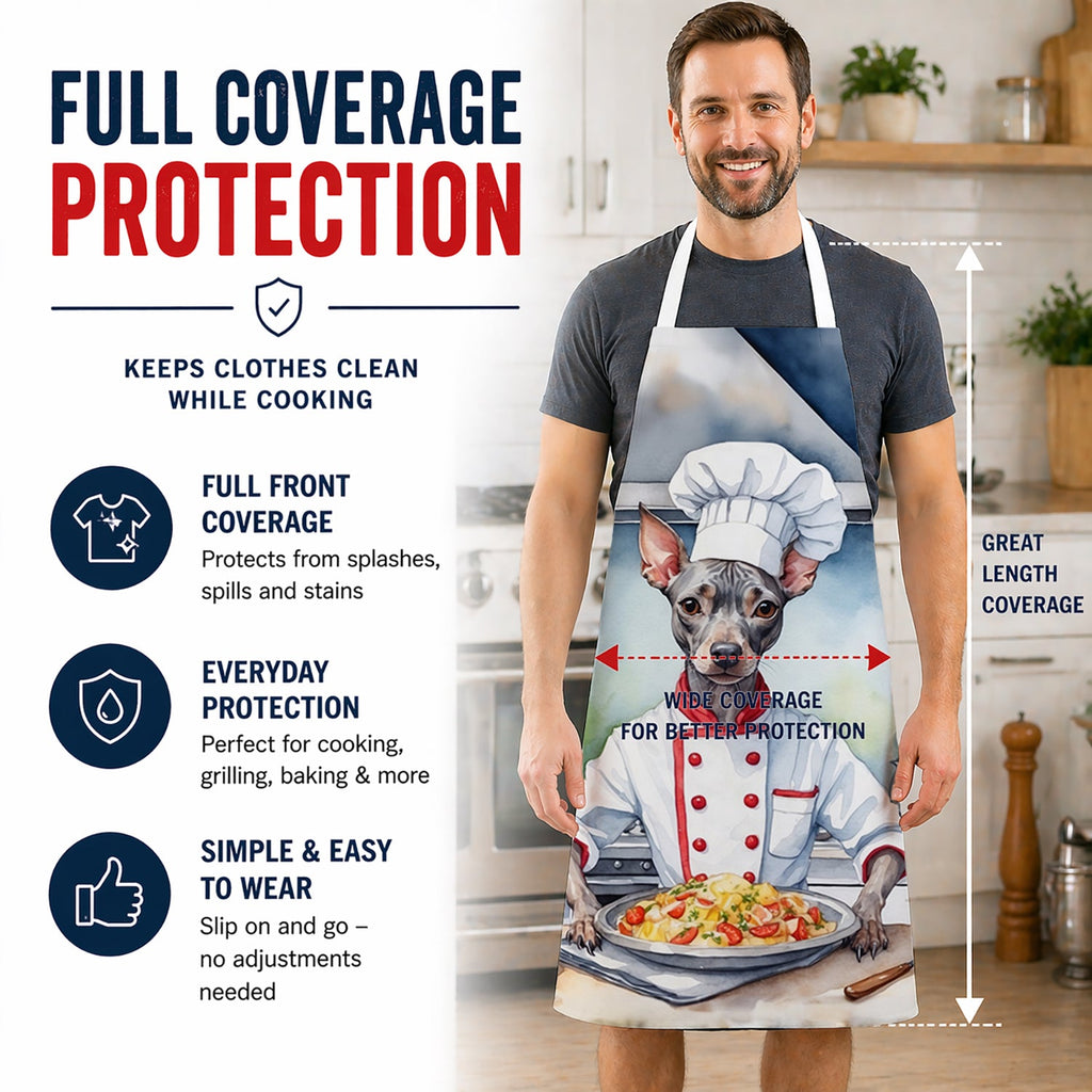 American Hairless Terrier The Chef Apron Cooking Kitchen Server Baking Crafts Gardening for Adult Women Men, Unisex, Large, Multicolor