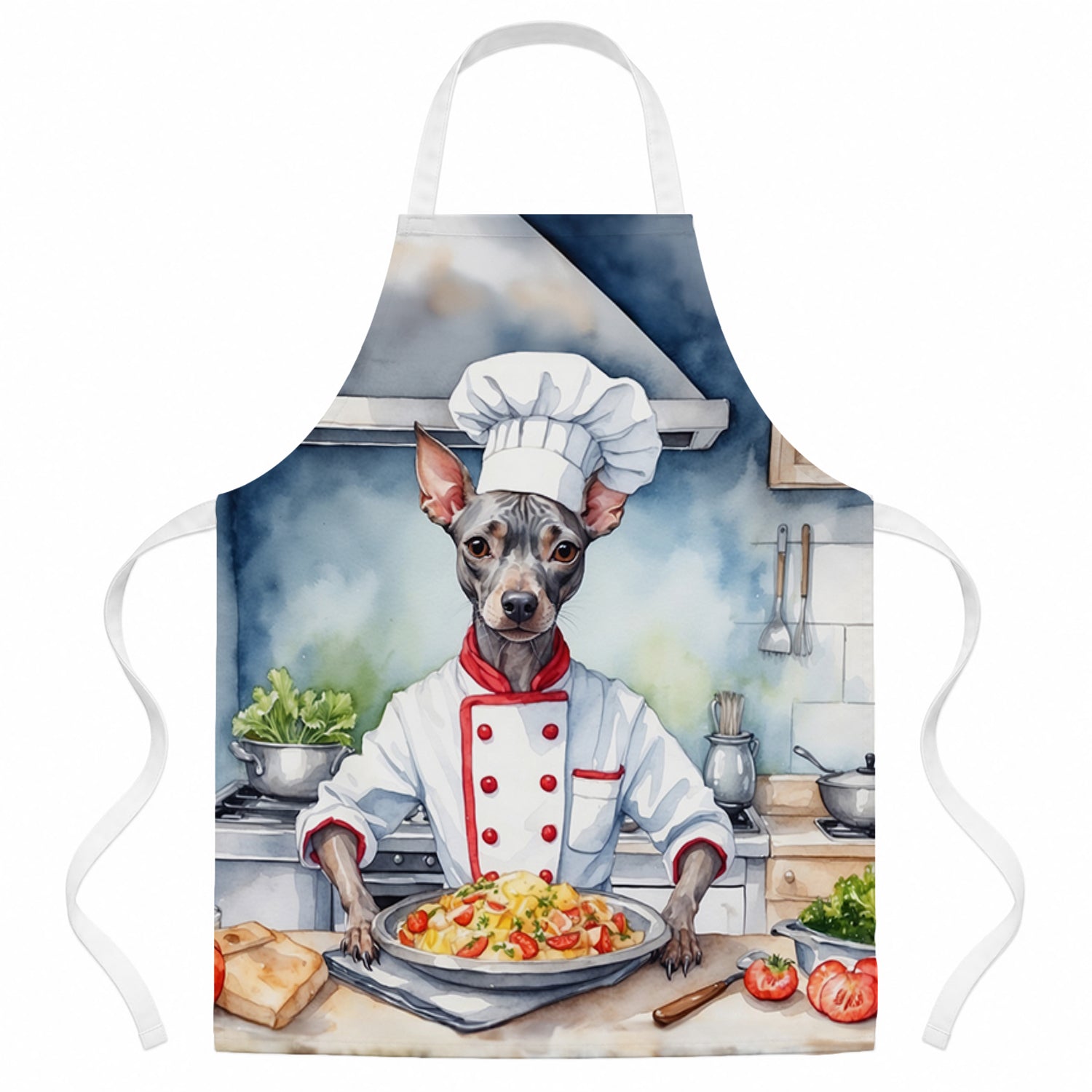 American Hairless Terrier The Chef Apron Cooking Kitchen Server Baking Crafts Gardening for Adult Women Men, Unisex, Large, Multicolor
