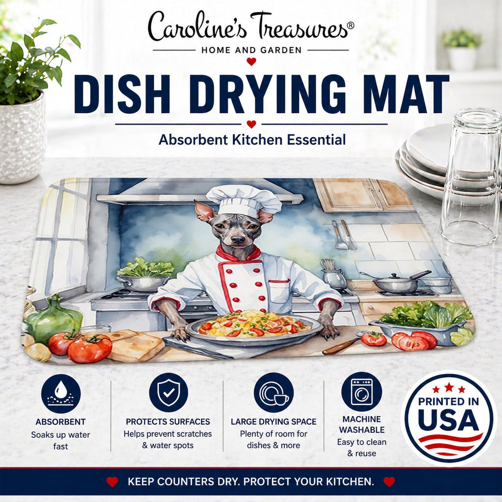 American Hairless Terrier The Chef Dish Drying Mat Absorbent Dish Drying Mat Pad for Kitchen Counter Dish Drainer Mat for Countertop, 14 x 21", Multicolor