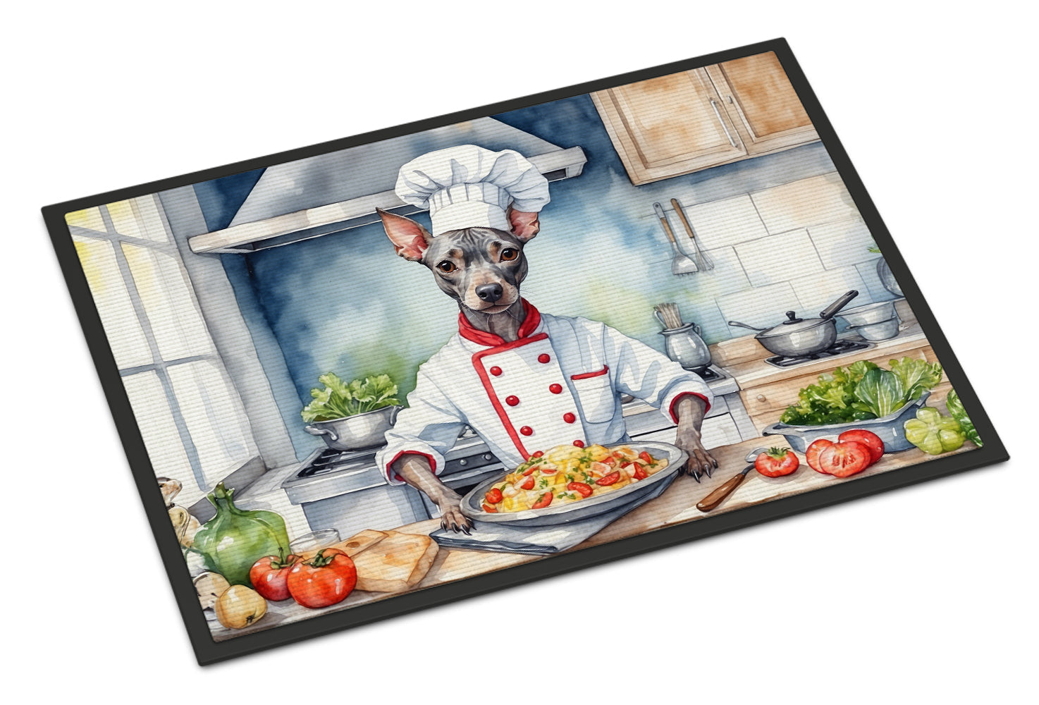 American Hairless Terrier The Chef Doormat Indoor Outdoor 24H X 36W Front Door Mat Rugs for Entryway, Non Slip Washable Low Pile,