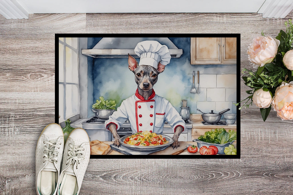 American Hairless Terrier The Chef Doormat Indoor Outdoor 24H X 36W Front Door Mat Rugs for Entryway, Non Slip Washable Low Pile,
