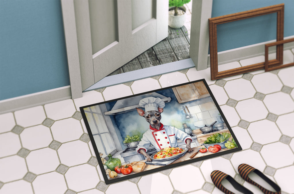 American Hairless Terrier The Chef Doormat Indoor Outdoor 18H X 27W Front Door Mat Rugs for Entryway, Non Slip Washable