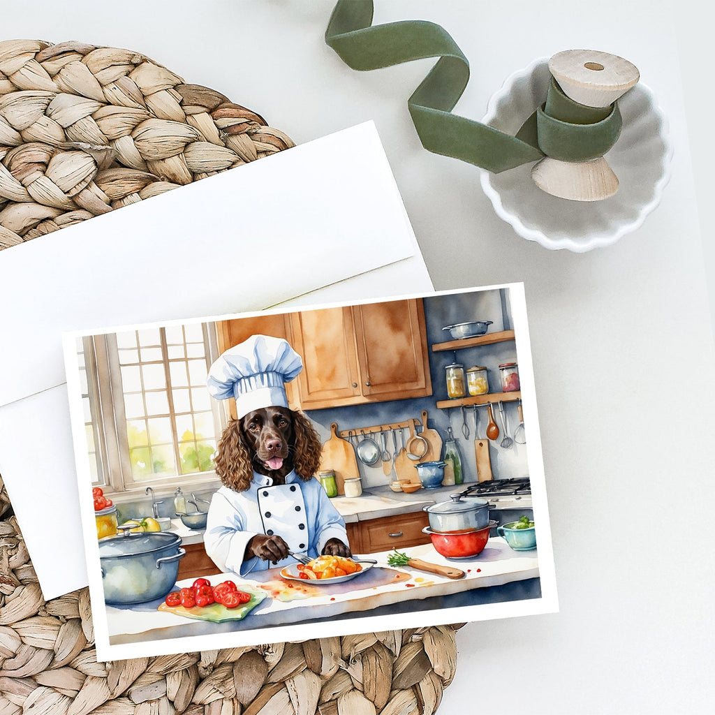 American Water Spaniel The Chef Greeting Cards Pack of 8 Blank Cards with Envelopes Whimsical A7 Size 5x7