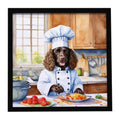 American Water Spaniel The Chef Framed Metal Print Bathroom, Kitchen, Office, Home Decor Wall Art Ready to Hang, Square, 8X8