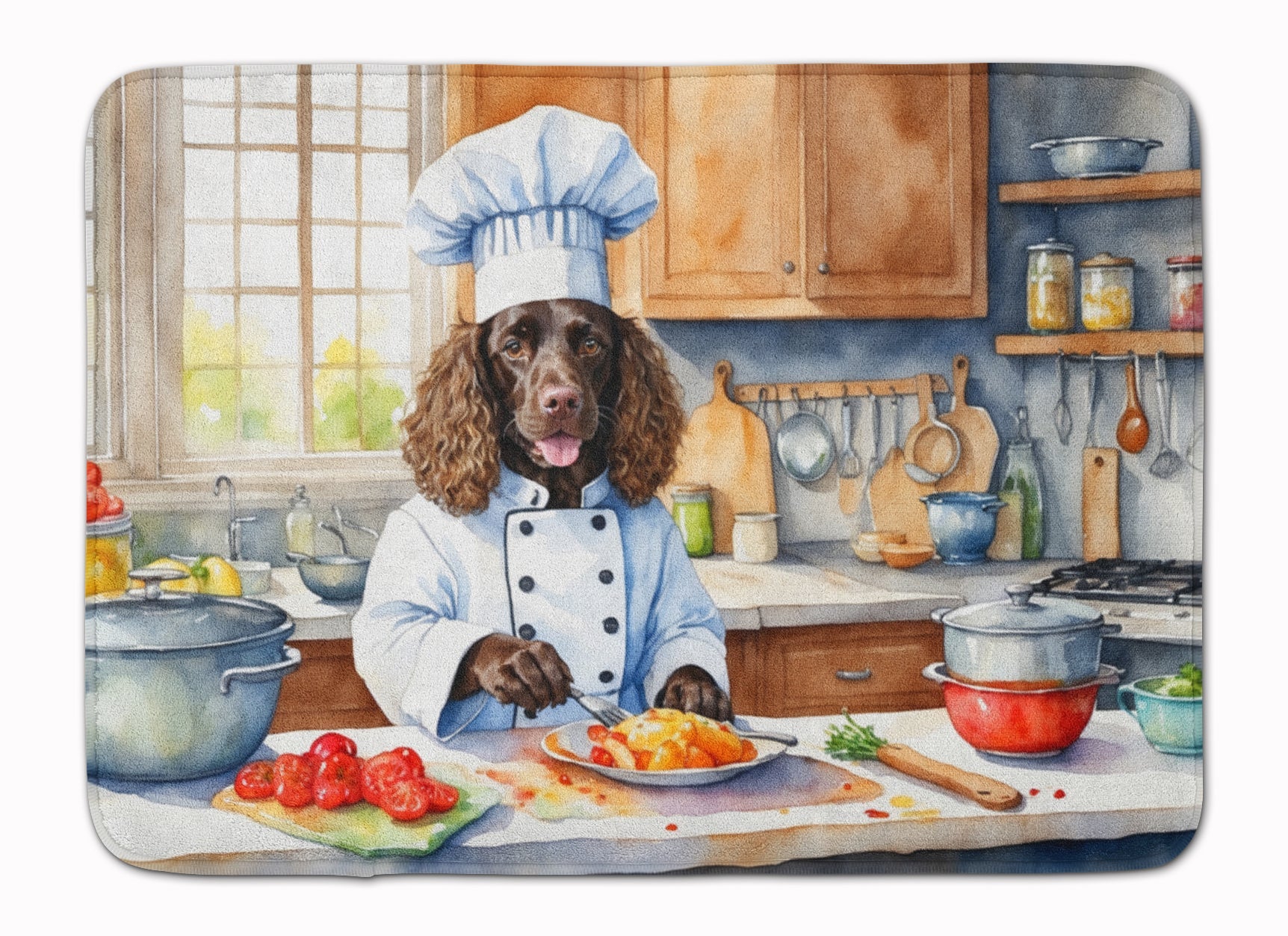 American Water Spaniel The Chef Memory Foam Kitchen Mat Machine Washable Anti-Fatigue Cushion Comfort Bath or Kitchen Rug