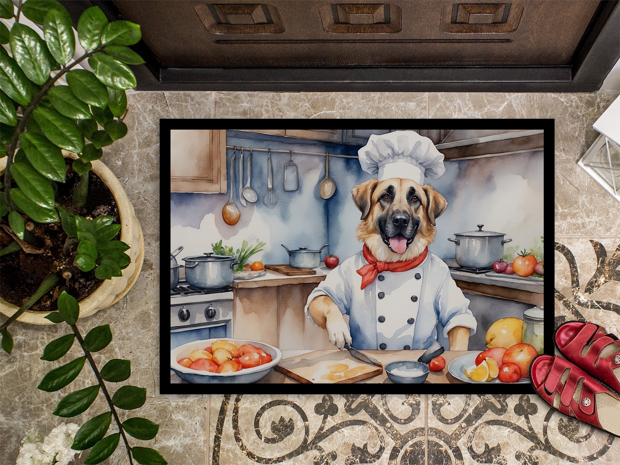 Anatolian Shepherd The Chef Doormat Indoor Outdoor 18H X 27W Front Door Mat Rugs for Entryway, Non Slip Washable