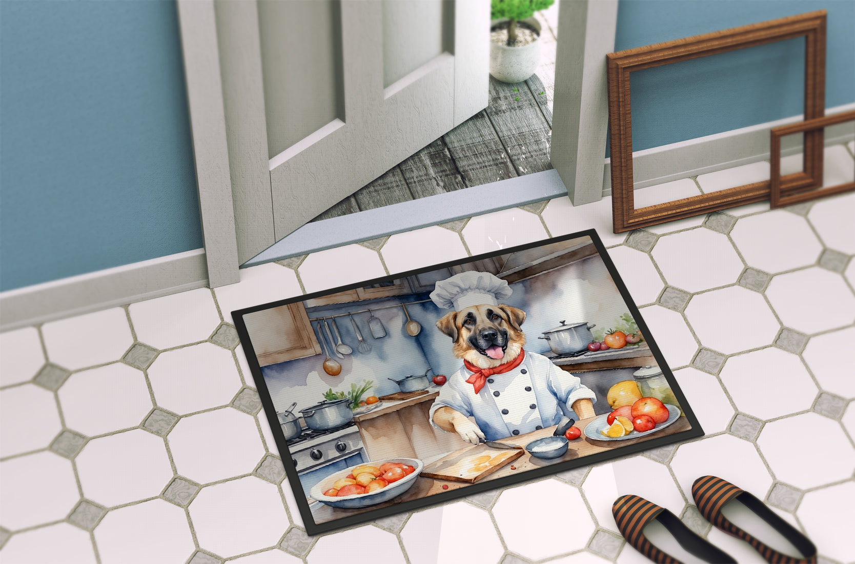 Anatolian Shepherd The Chef Doormat Indoor Outdoor 18H X 27W Front Door Mat Rugs for Entryway, Non Slip Washable