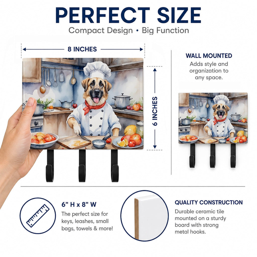 Anatolian Shepherd The Chef Leash or Key Holder Wall Hooks, Coat Rack Wall Mount, for Hanging Keys, Towels, Aprons, Leashes