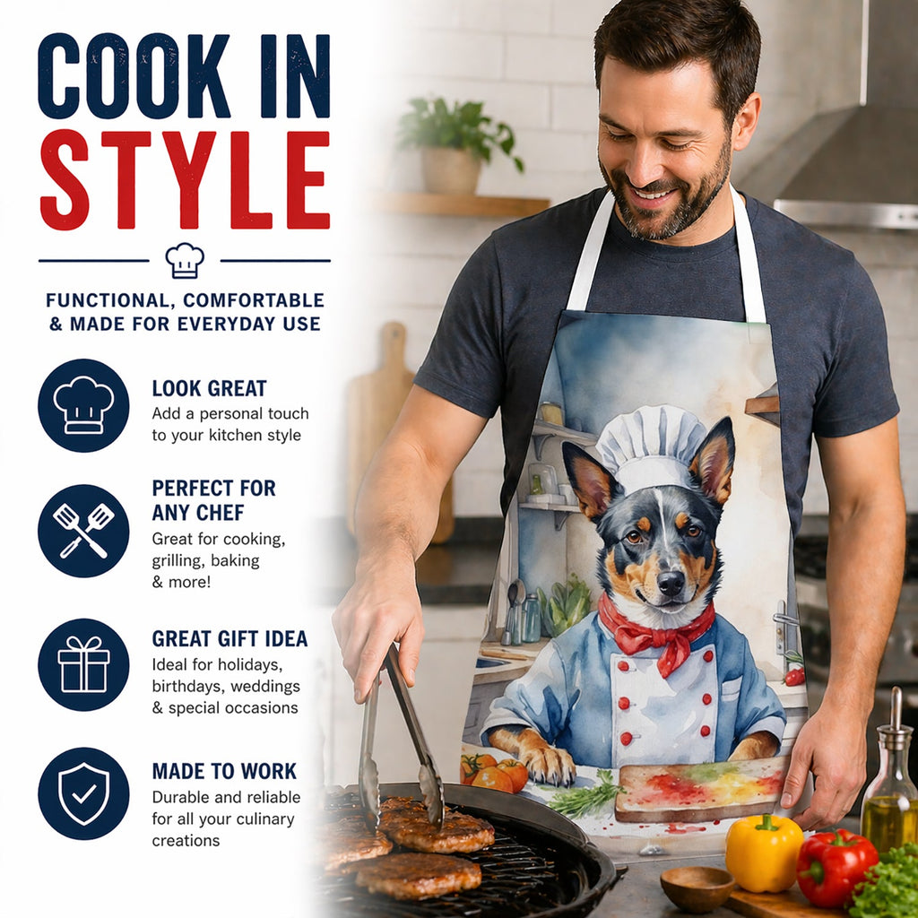 Australian Cattle Dog The Chef Apron Cooking Kitchen Server Baking Crafts Gardening for Adult Women Men, Unisex, Large, Multicolor