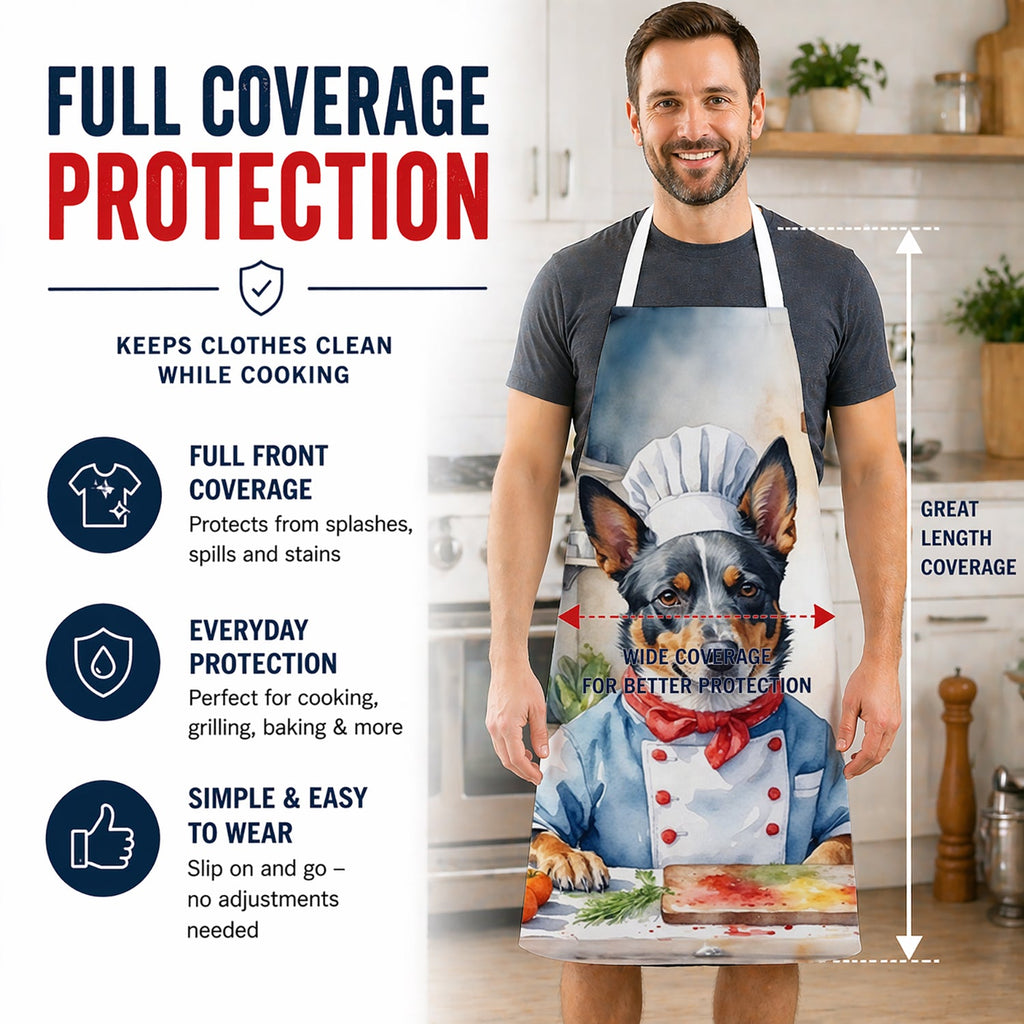 Australian Cattle Dog The Chef Apron Cooking Kitchen Server Baking Crafts Gardening for Adult Women Men, Unisex, Large, Multicolor
