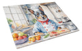 Australian Cattle Dog The Chef Cutting Board Tempered Glass Kitchen Cutting Surface, Heat Resistant Chopping, Non-Slip Feet, Food Prep & Serving