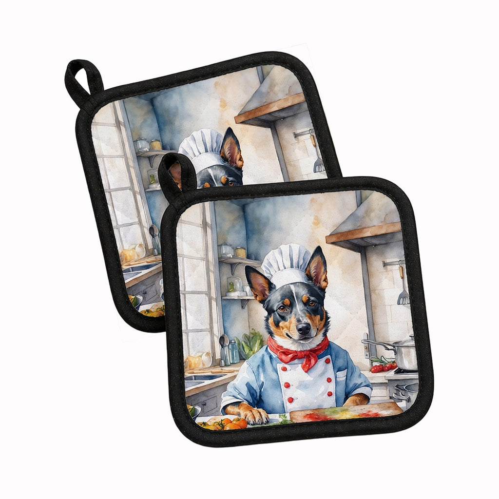 Australian Cattle Dog The Chef Pot Holder Set of 2 Heat Resistant Quilted Hot Pads 7.5 x 7.5 Inch, Insulated Kitchen Trivets for Cooking & Baking