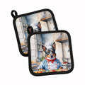 Australian Cattle Dog The Chef Pot Holder Set of 2 Heat Resistant Quilted Hot Pads 7.5 x 7.5 Inch, Insulated Kitchen Trivets for Cooking & Baking
